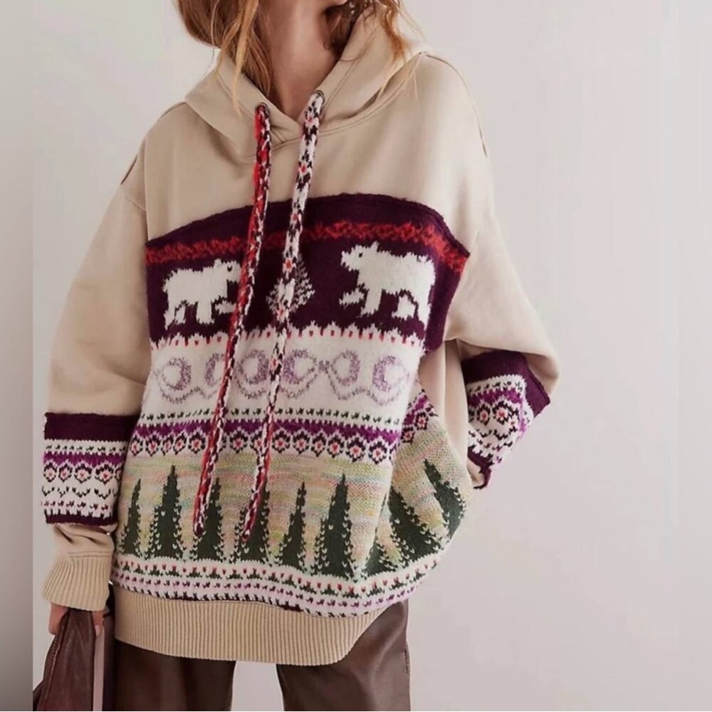 Free People Lutz Fair Isle Oversized Hoodie